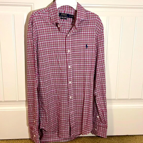 Polo by Ralph Lauren Red Long Sleeve Shirt Slim Fit Small - Picture 1 of 5